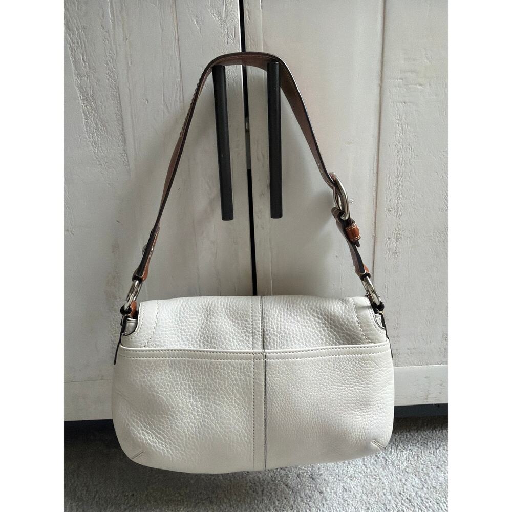 Coach Hampton Soho Satchel Purse Ivory Pebbled Leather Y2K Old Money 90s Luxury - Picture 3 of 12